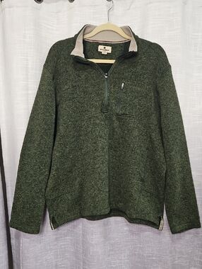 Woolrich Men's Forest Green Quarter-Zip Knit Pullover